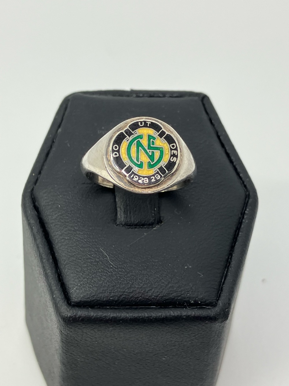 Vtg 925 Canadian Nursing School Enamel Sterling Silver CNS 1928 29 Signet Ring
